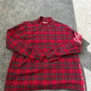 Lands' End Red and Green Plaid Turtleneck Shirt